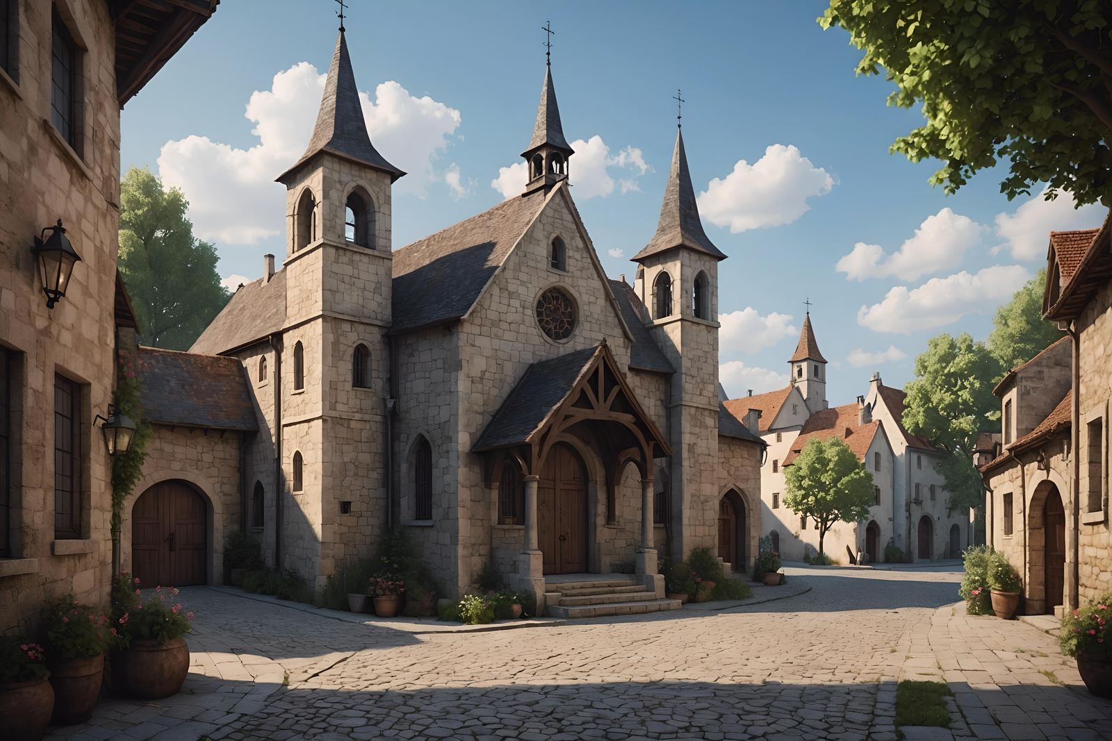 Romantic Chapel in Medieval City: Concept Art