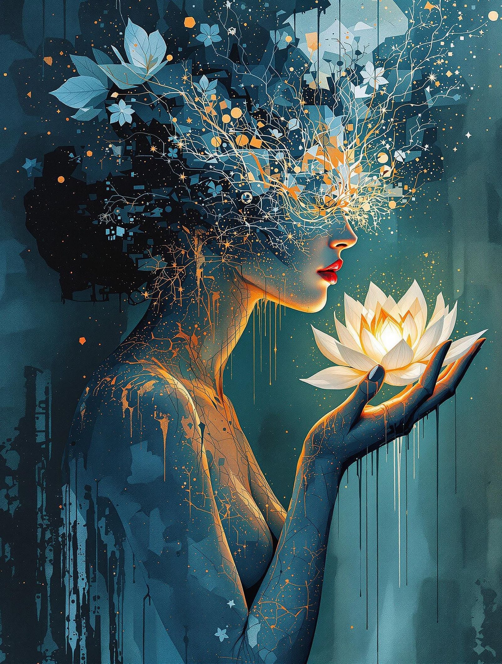 Digital Goddess in Cyberpunk Patina