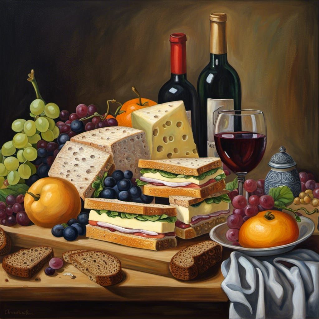 Renaissance Still Life with Cheese Sandwich