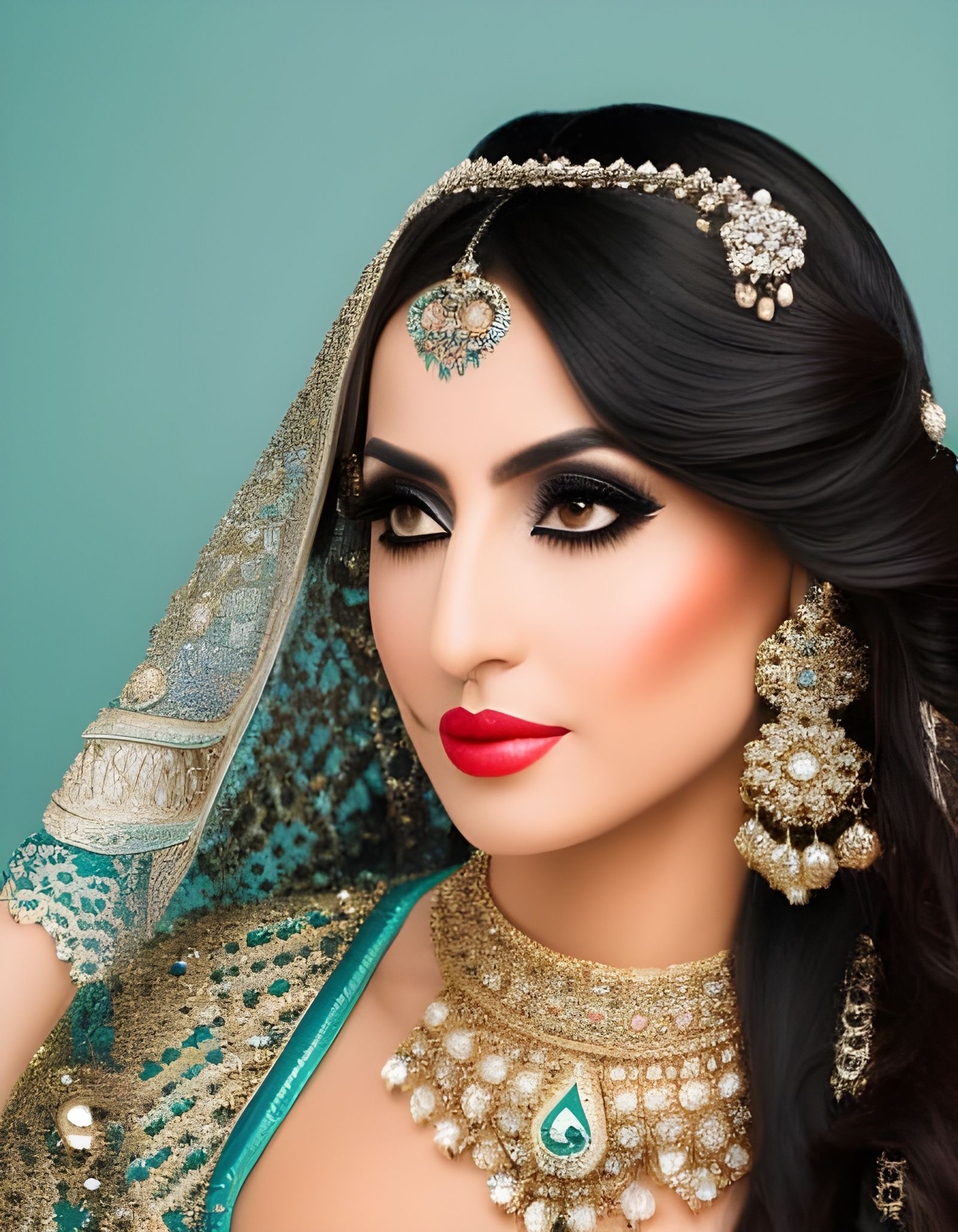 Alluring Middle Eastern Belly Dancer in Pastel Blues