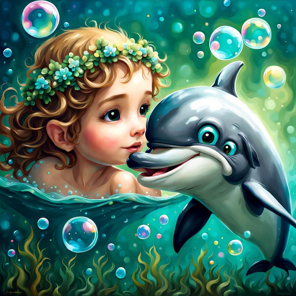 Baby Mermaid and Baby Dolphin