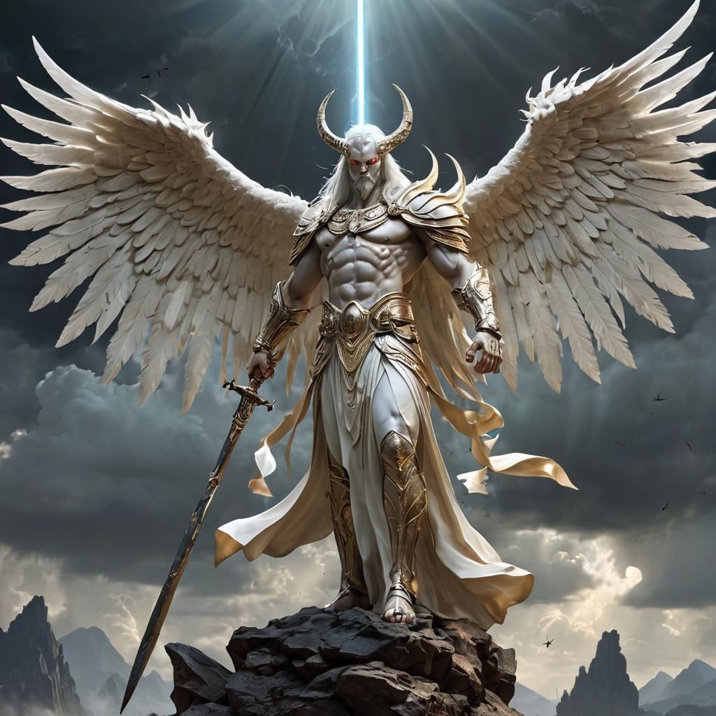 Angelic Grand Master with Ethereal Wings and Spear