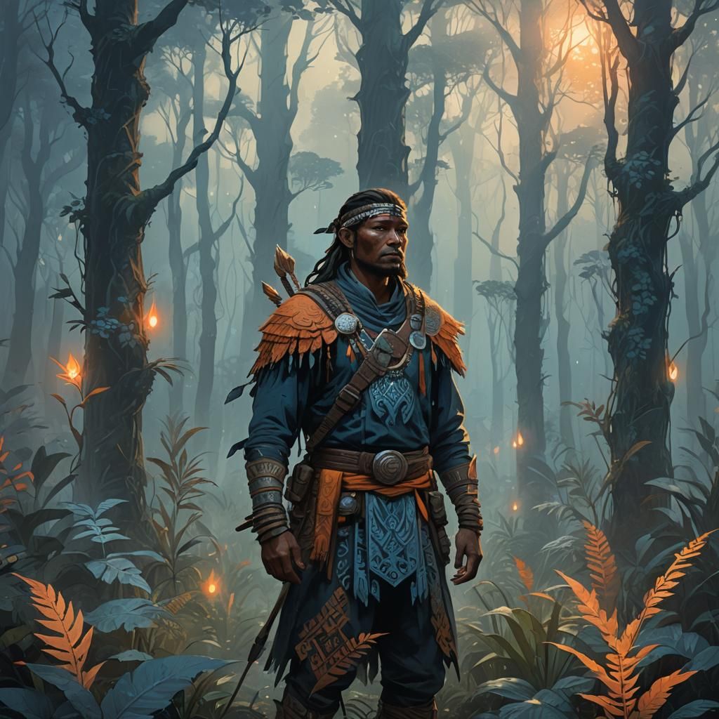 Misty Forest Tribesman in Fantasy Concept Art