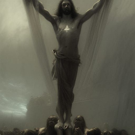 Horrific Jesus Figure in Doré and Rutkowski Styles