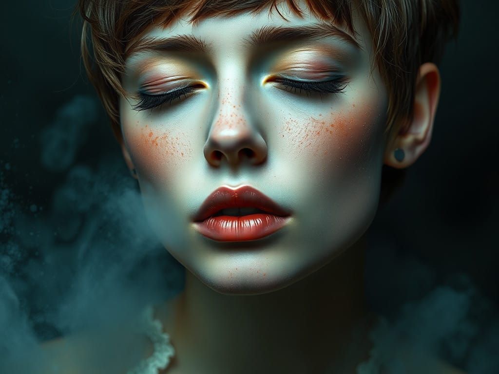 Enchanting Portrait of a Mystical Woman in Whimsical Art