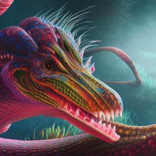 Colorful Symphysodon Drawing in Hyper-Realistic Style