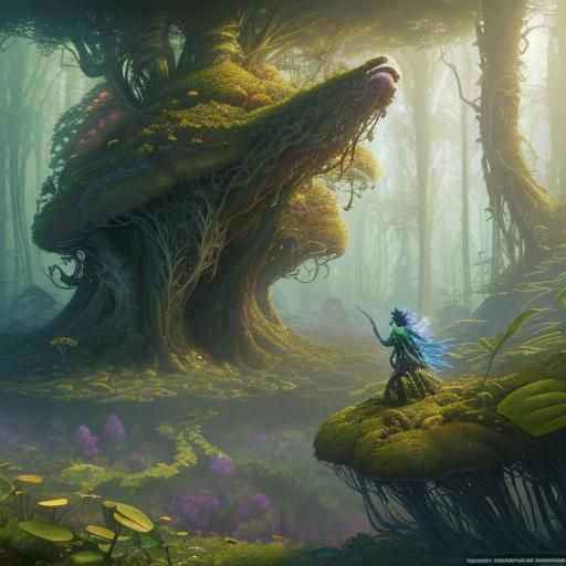 Magical Mushroom Dreamscape: Colossal Creatures in Living La...