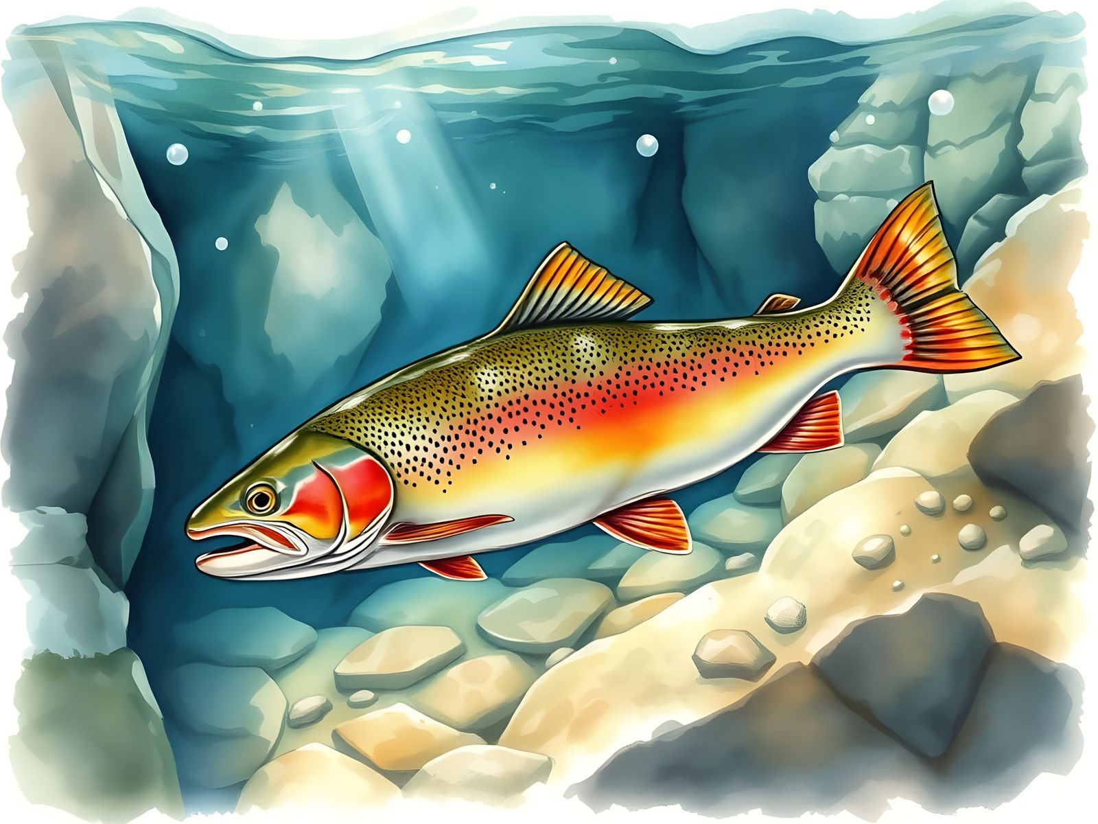 Realistic Trout in a Rocky River