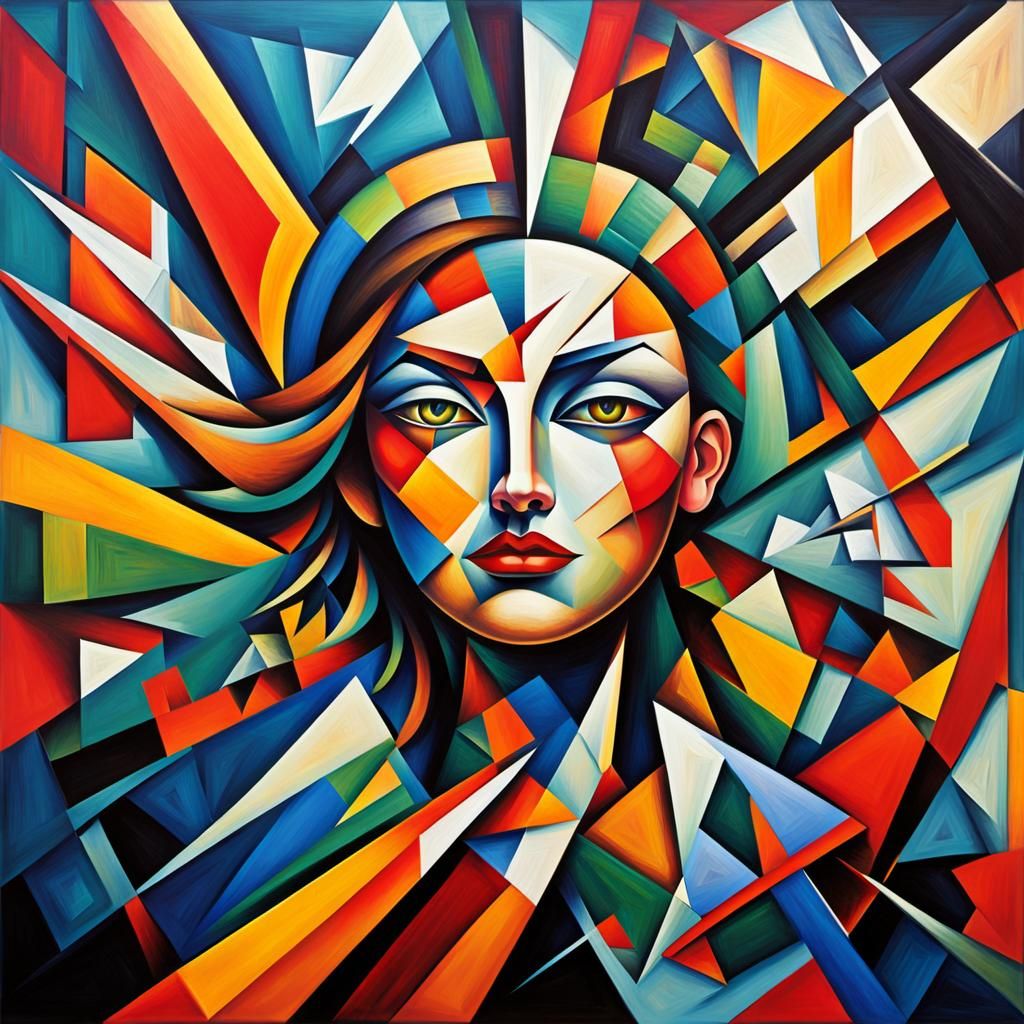 Wild Spirit in Abstract Cubism with Vibrant Colors