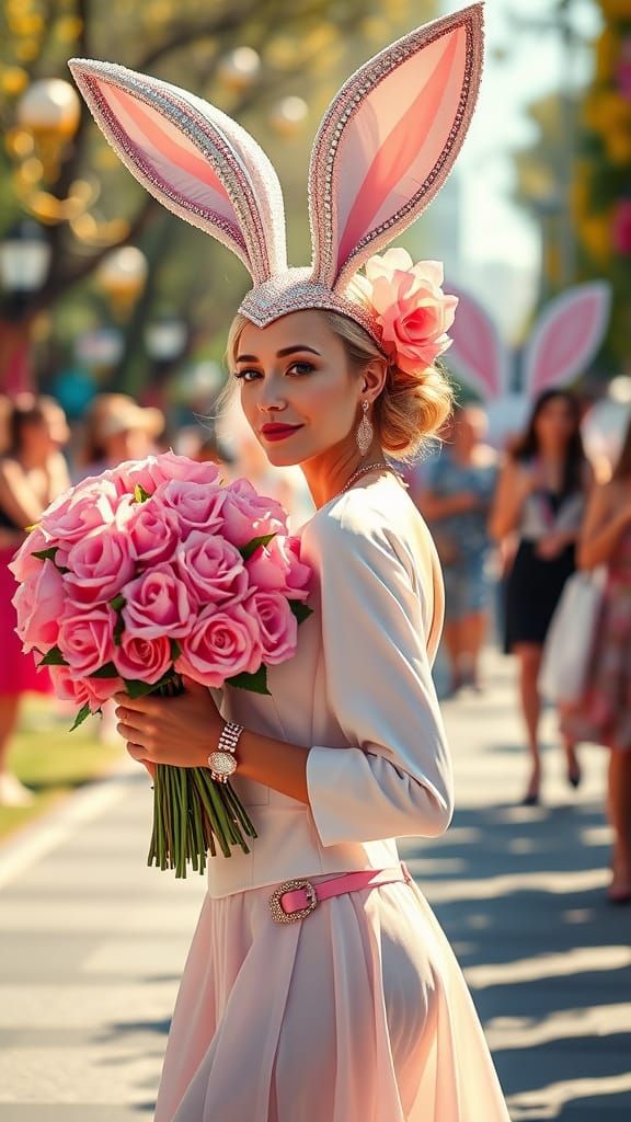 Woman in Whimsical Easter Parade Attire