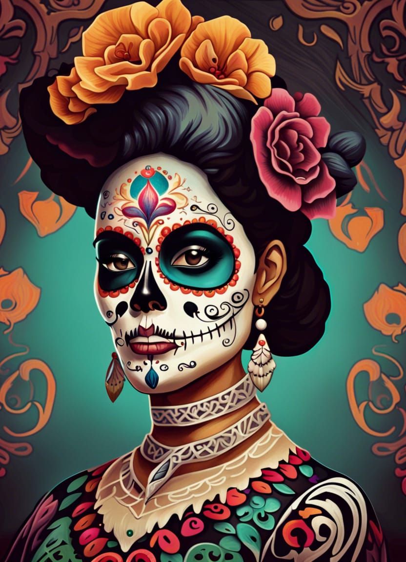 Day of the Dead Poster Art in Retro Style