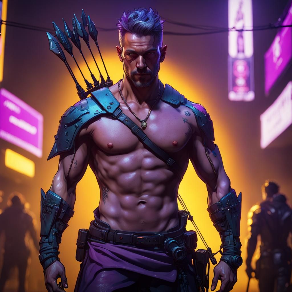 Cyberpunk Archer in Dark Fantasy Concept Art