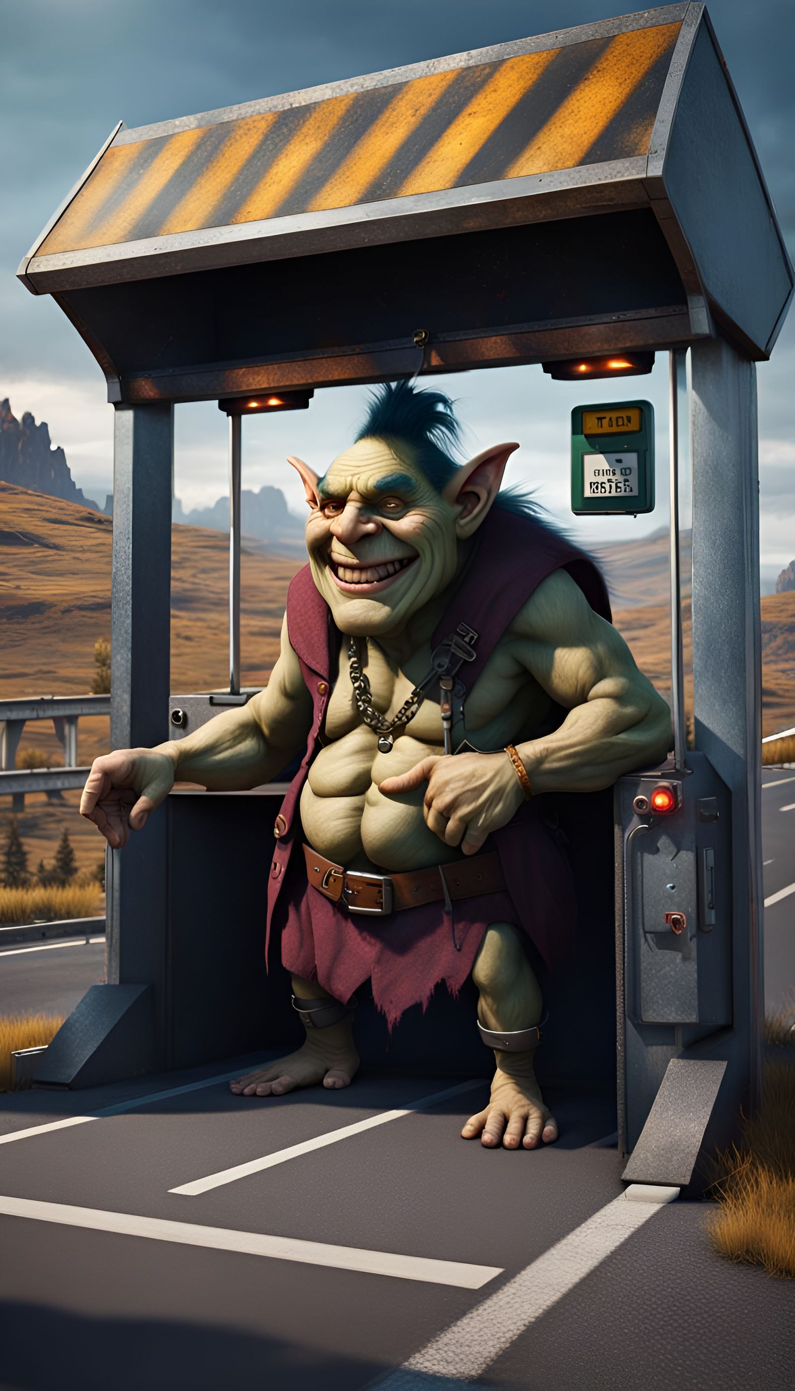 Troll at Highway Toll Booth: Fantasy Concept Art