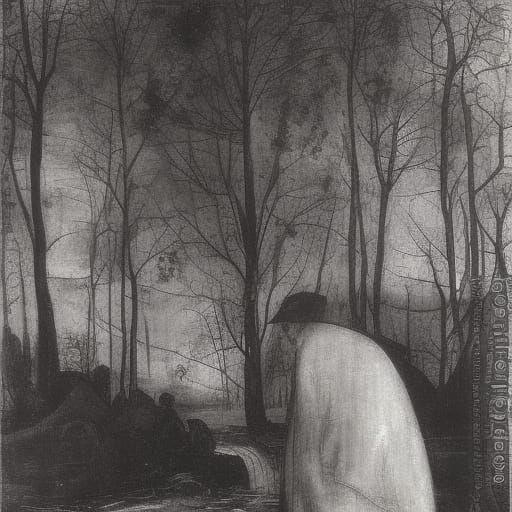 Old Man Creates Bokeh on Winter River