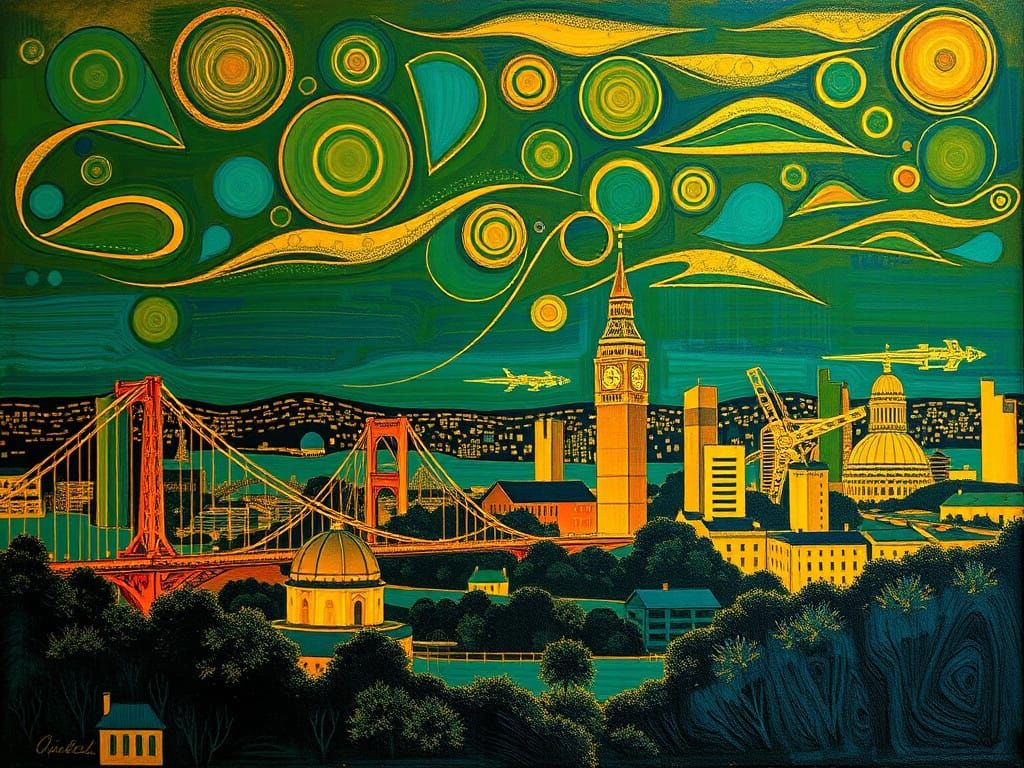 Surrealist Illuminated Landscape in Australian Tonalism Styl...