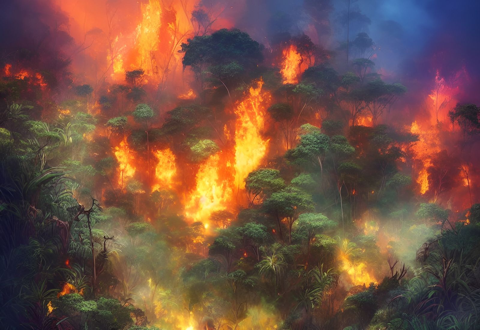 Madagascar Jungle Bushfire in Hyperdetailed Digital Art