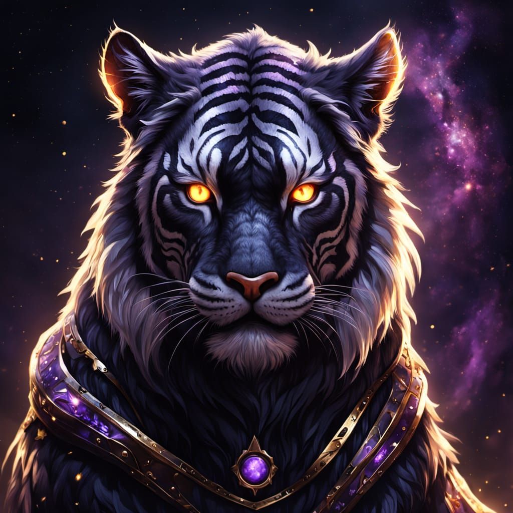 Cyberpunk-Style Dark Fantasy Spirit in Obsidian and Gold