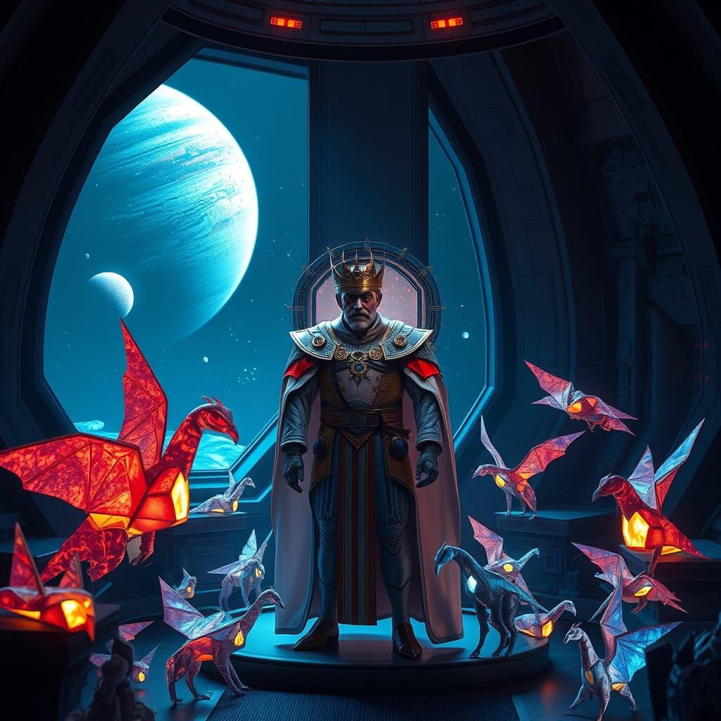 Sci-Fi Emperor in Space Station Throne Room