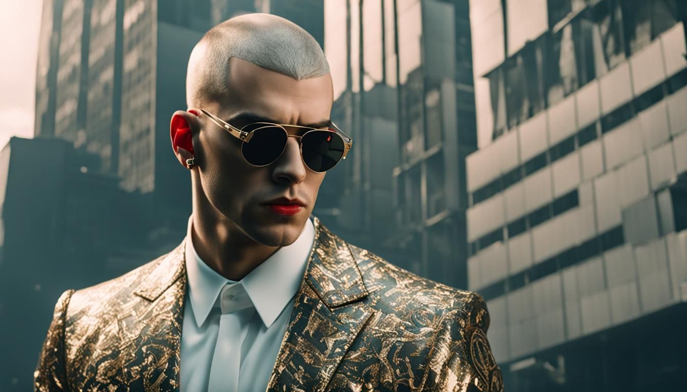 Bad Bunny as Agent 47 in Cinematic Style