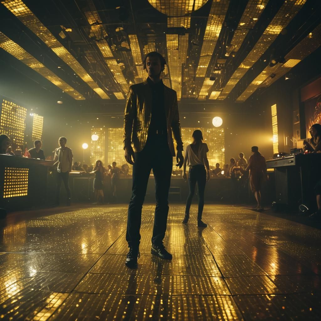 Empty Discoteca in Golden Light, Cinematic Film Still