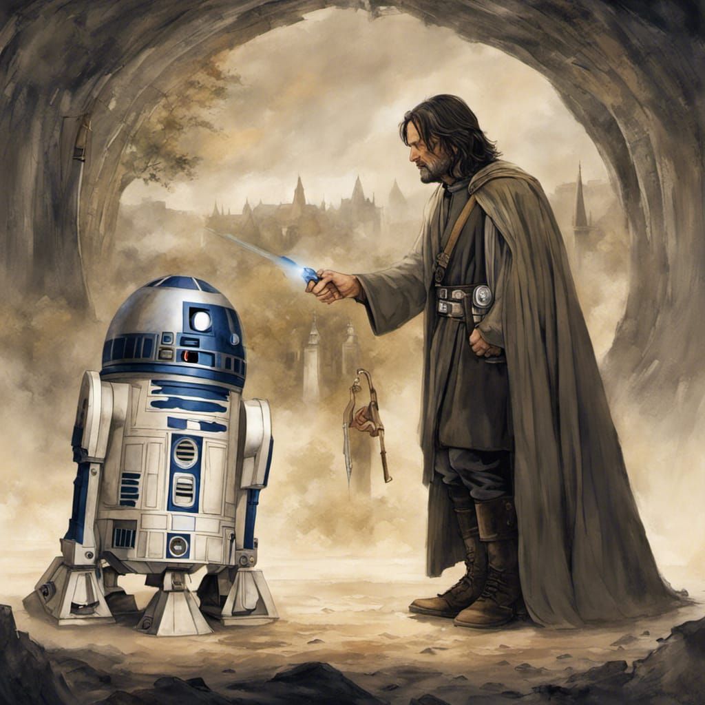 R2D2 and Aragorn: A Tolkien World Encounter