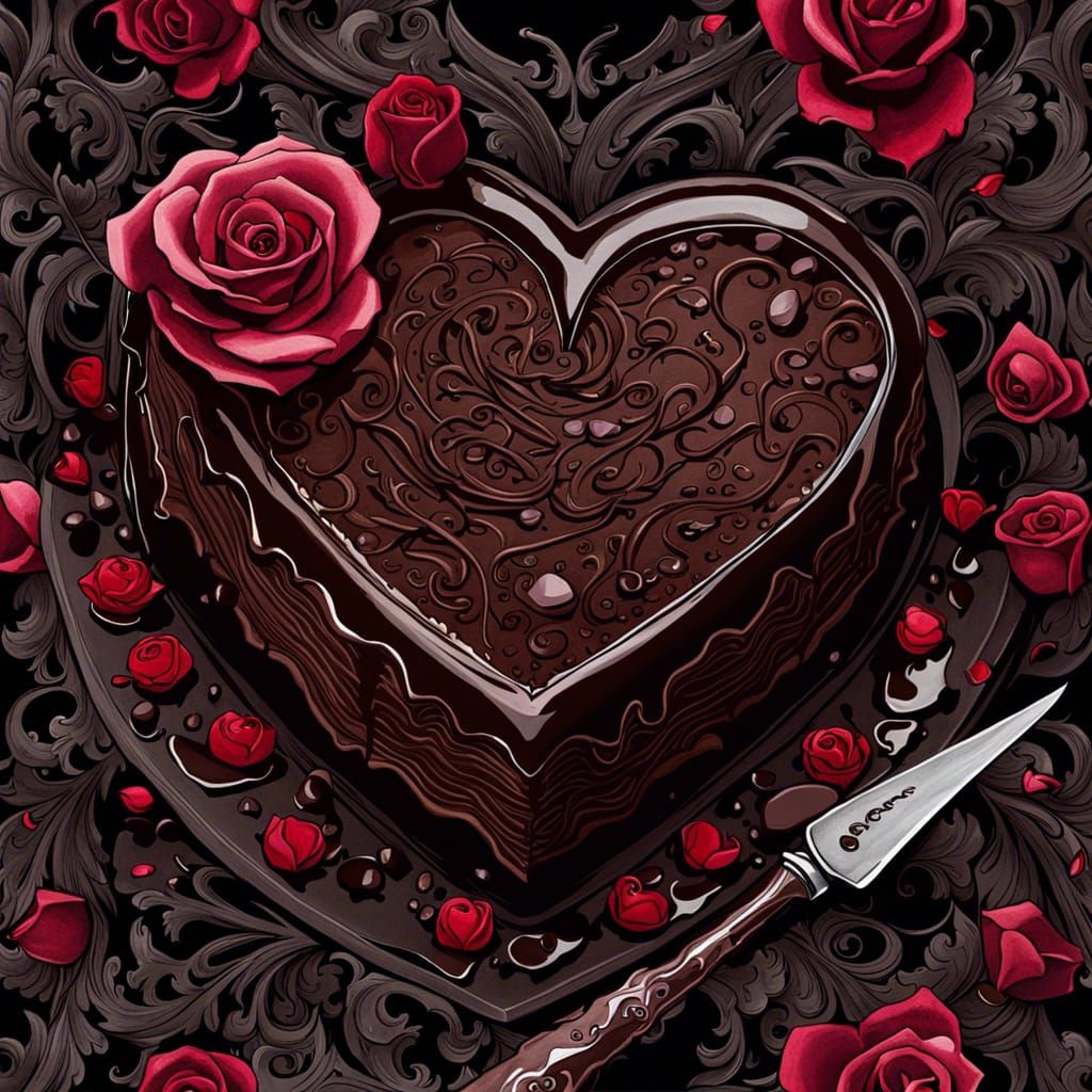 dark chocolate heart cake