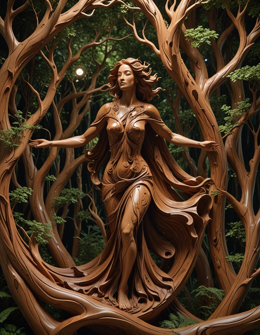 Wooden Goddess in Whirling Forest