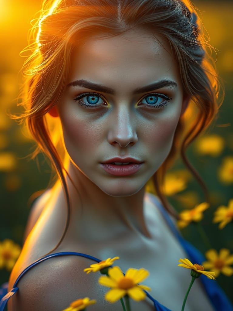 Cinematic Portrait of Woman in Golden Hour Light