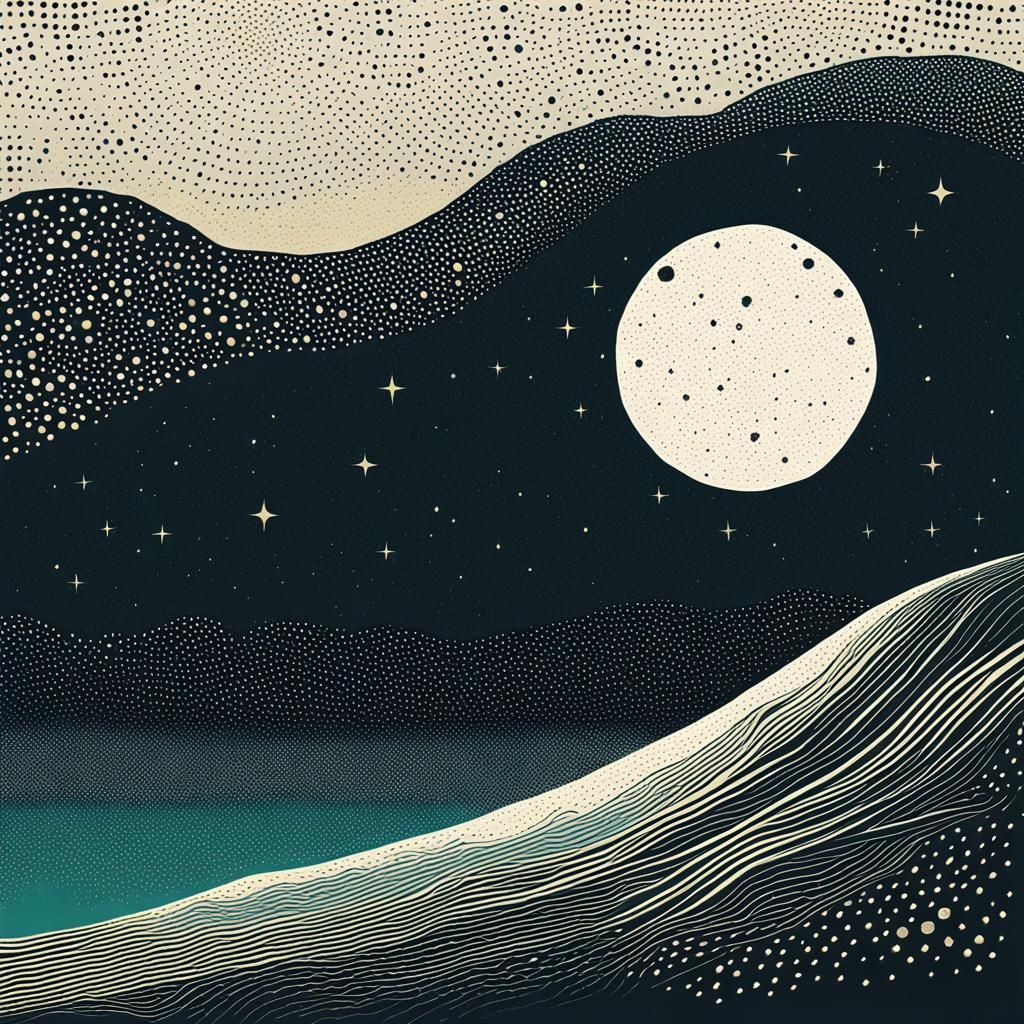 Memento Mori Moon in Mixed Media Collage Style