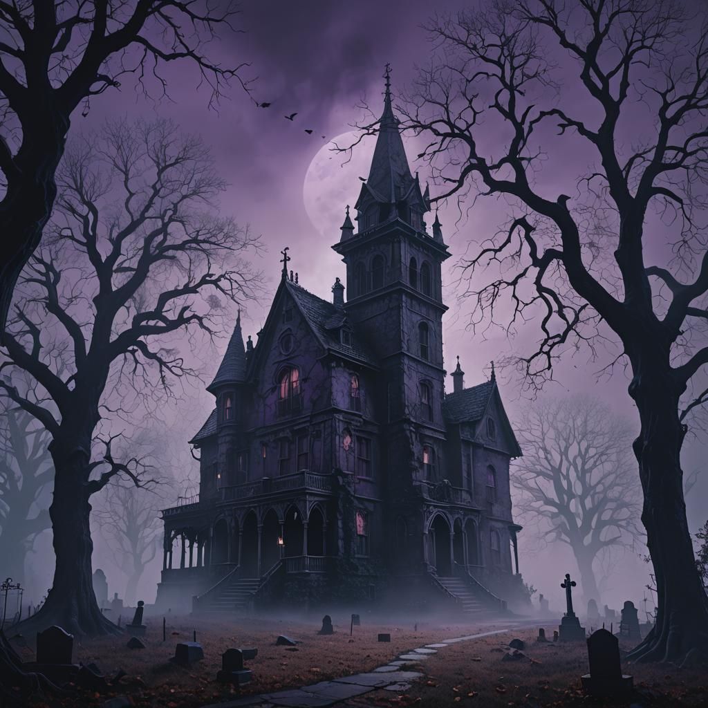 Haunted House in Gothic Comic Book Style