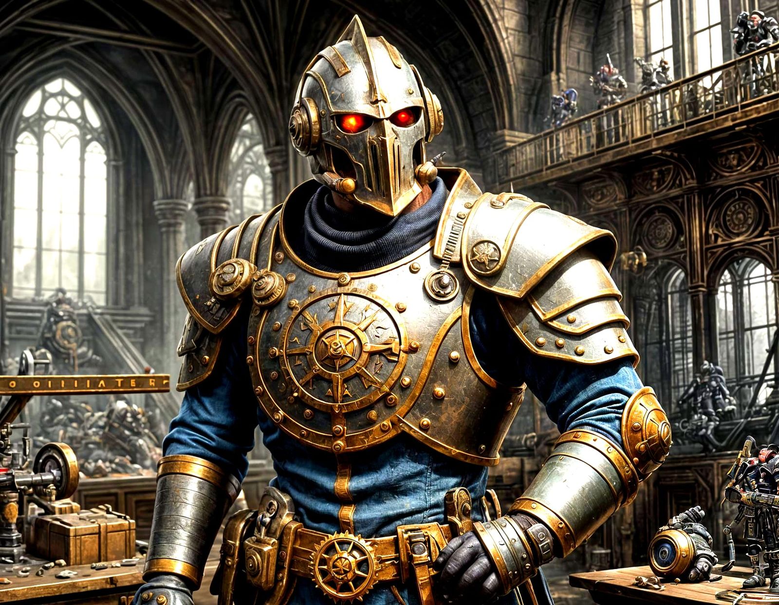 Steampunk Inventor Crafts Knight Armor