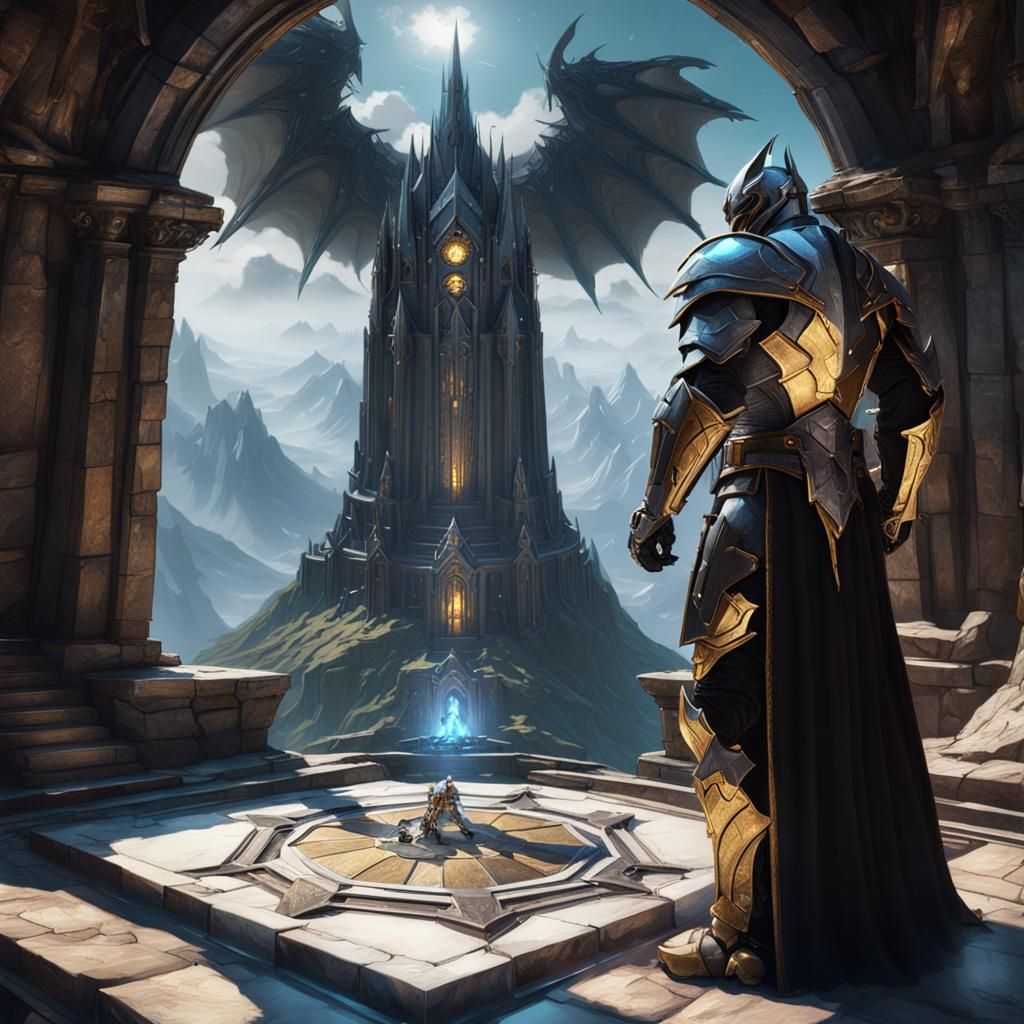 Paladin Confronts Dark Knight: Dark Fantasy Art