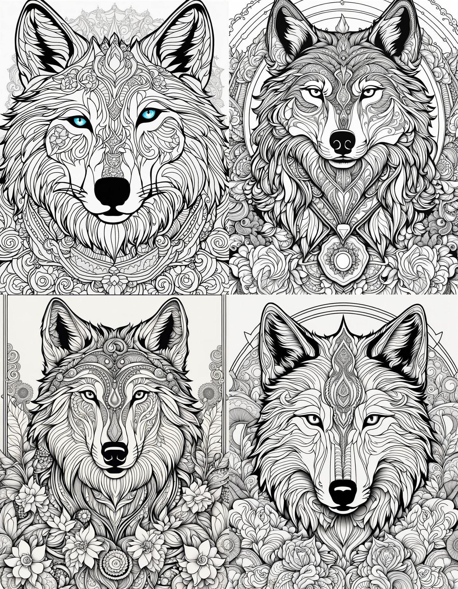 Detailed Airforce Wolf Line Art in Candy Style