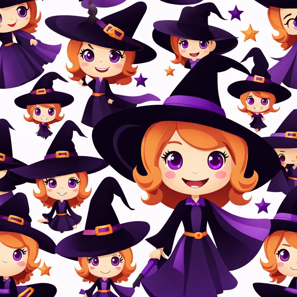 Cute Witch Emoji with Purple Eyes
