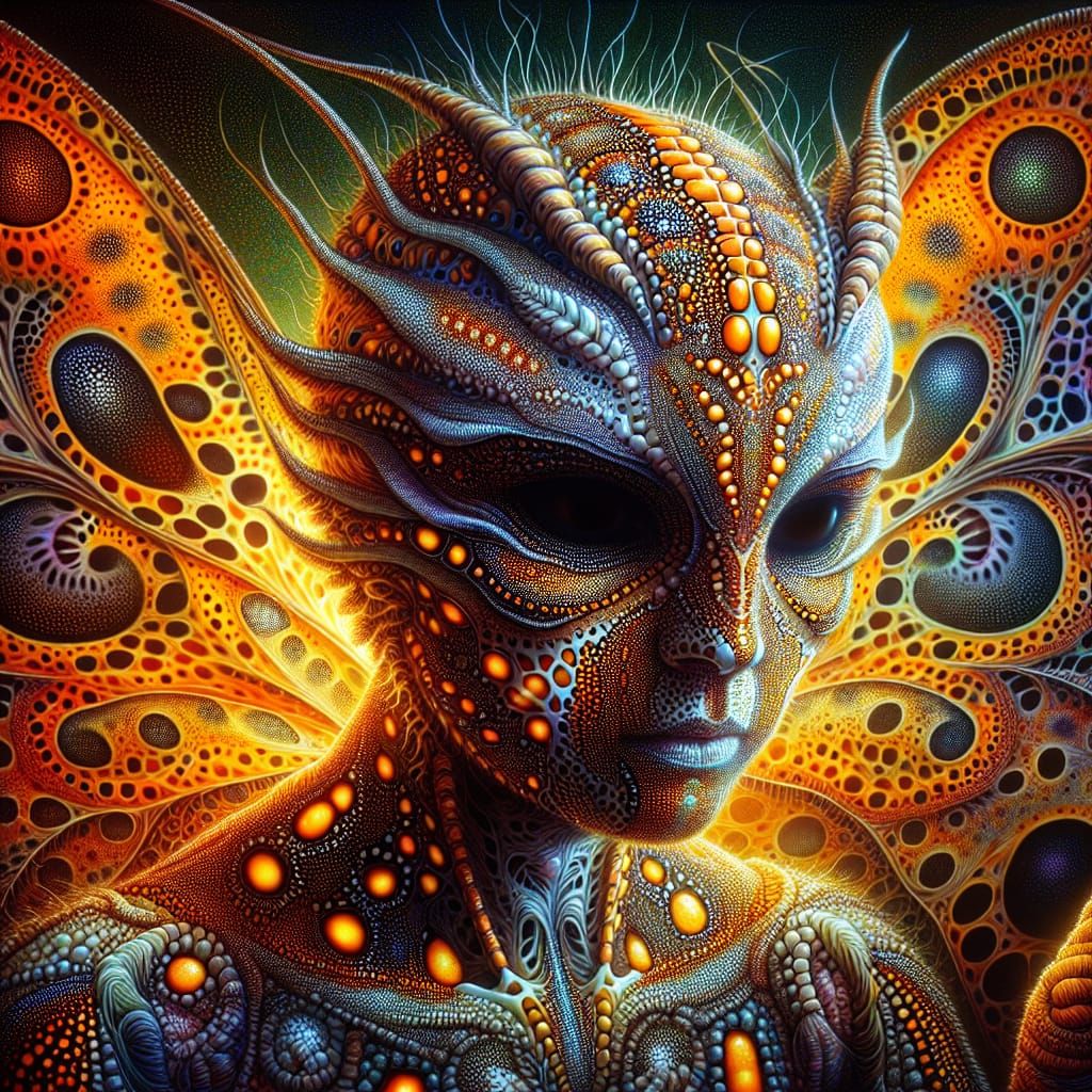 Bioluminescent Rider on Filigree Wings in Hyper-Realism