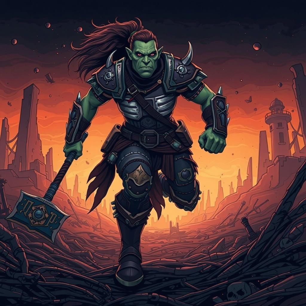 Warhammer Ogre Female Warrior in Sci-Fi Battle