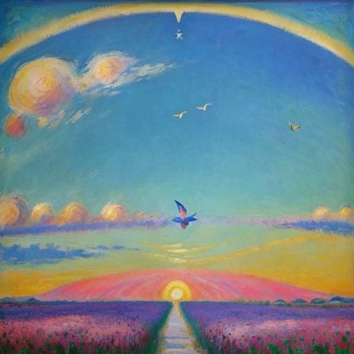 Swallows Dance in Spring Sunlight: Impressionist Oil Paintin...