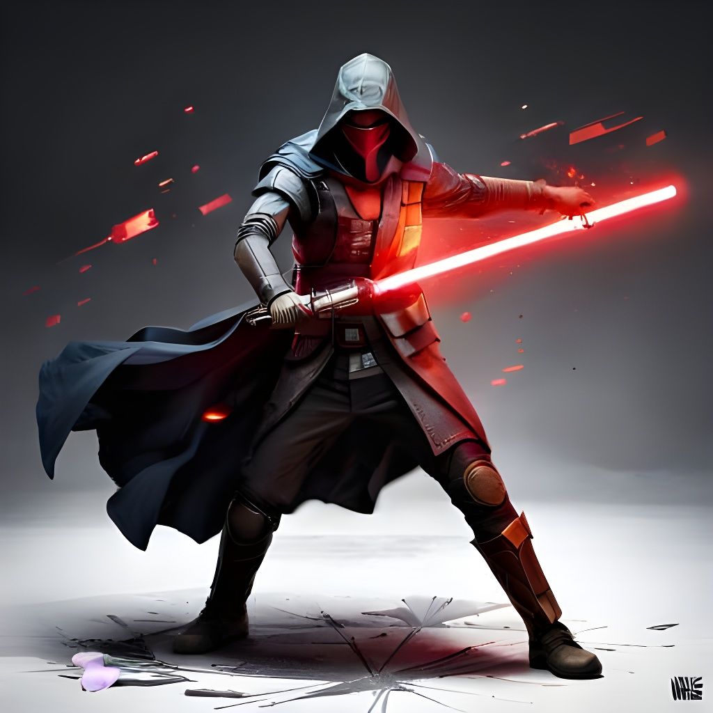 Elaborate Sci-Fi Jedi Knight in Detailed Digital Matte Paint...