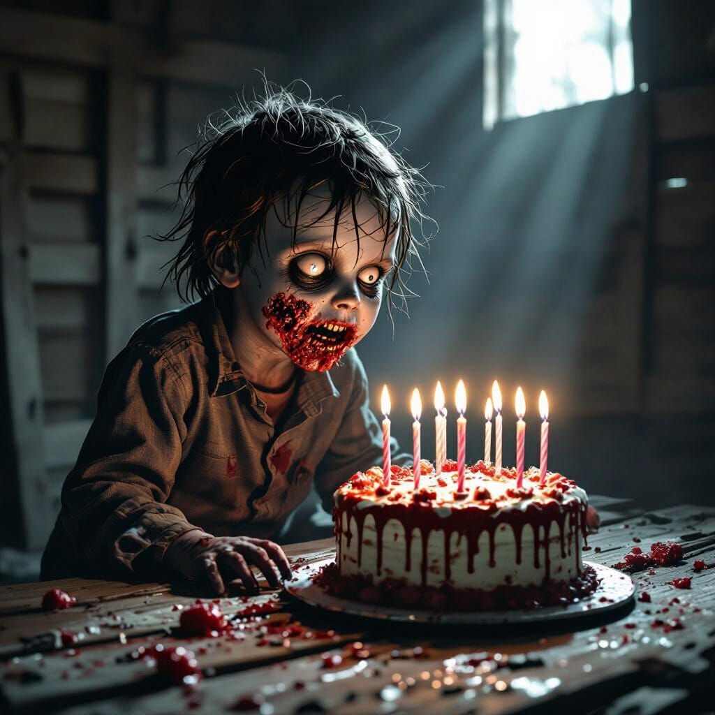 Zombie Child's Brain Cake Birthday Scene