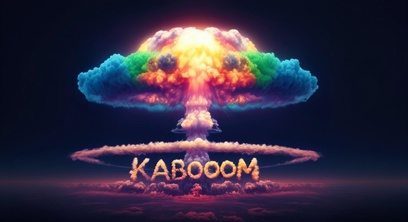Rainbow Atomic Cloud Spells Kaboom in Smoke
