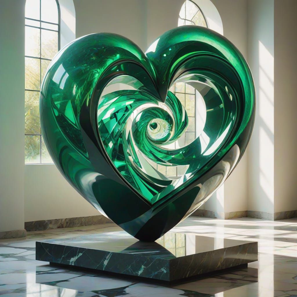 Ethereal Heart Sculpture in Iridescent Hues