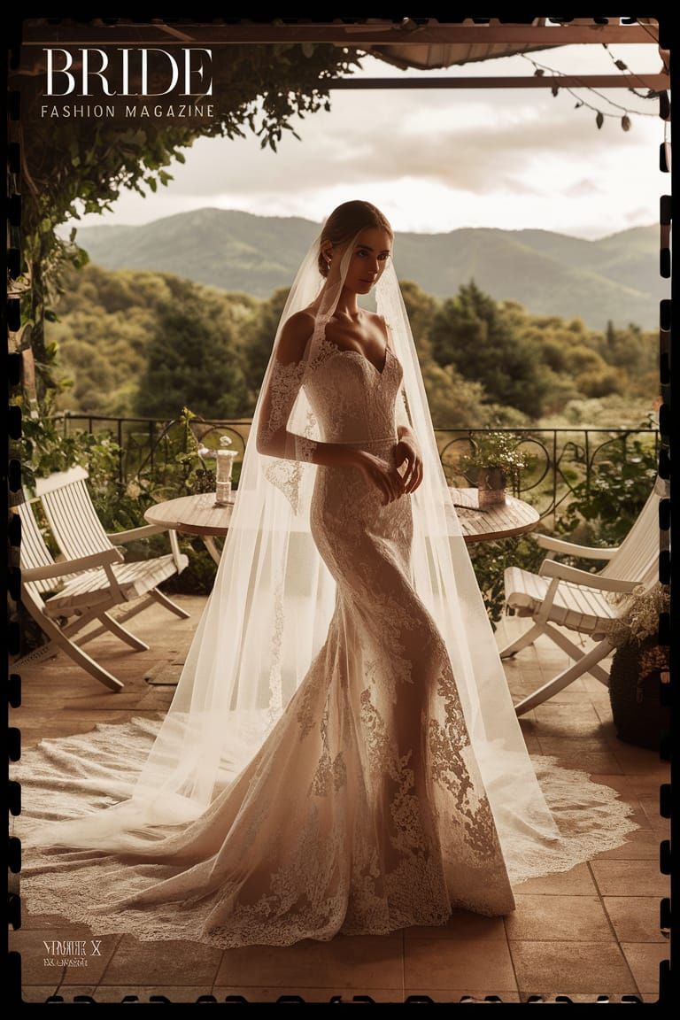 Bride in Wedding Gown for Fashion Magazine