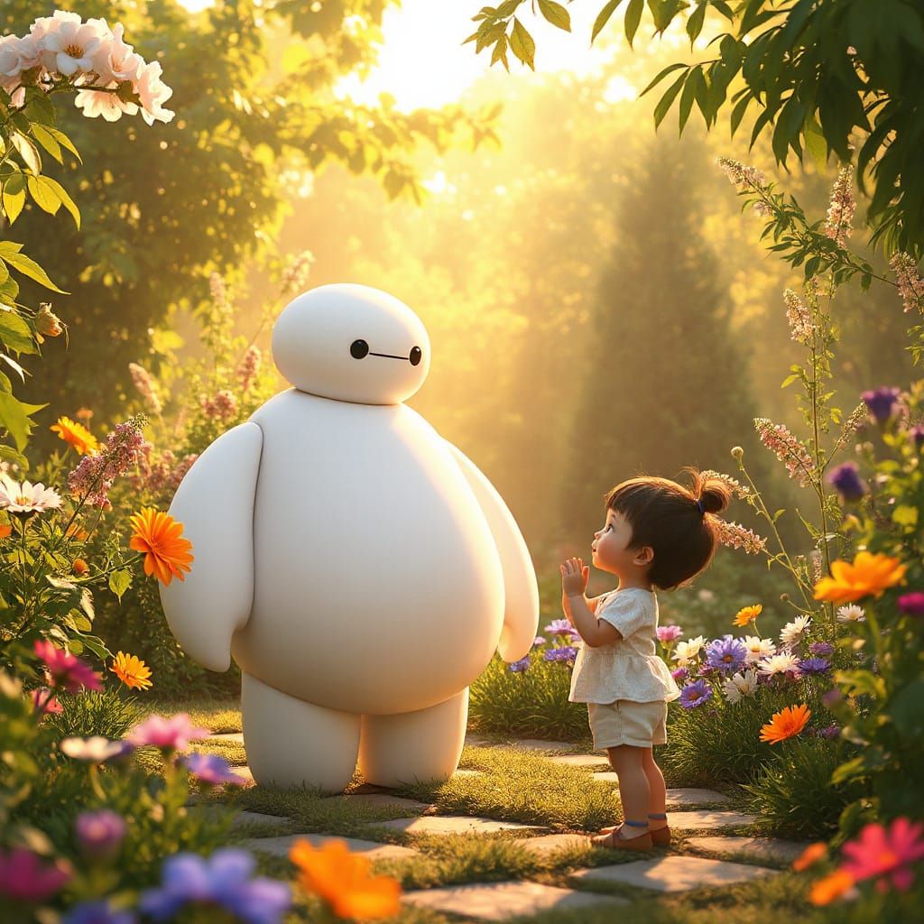 Whimsical White Robot Baymax Brings Peace and Hope