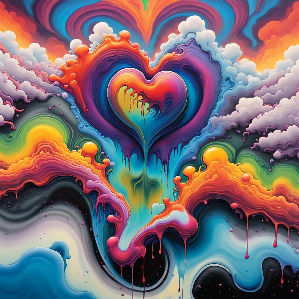 Colorful Non-Newtonian Heart in Graffiti Art Style