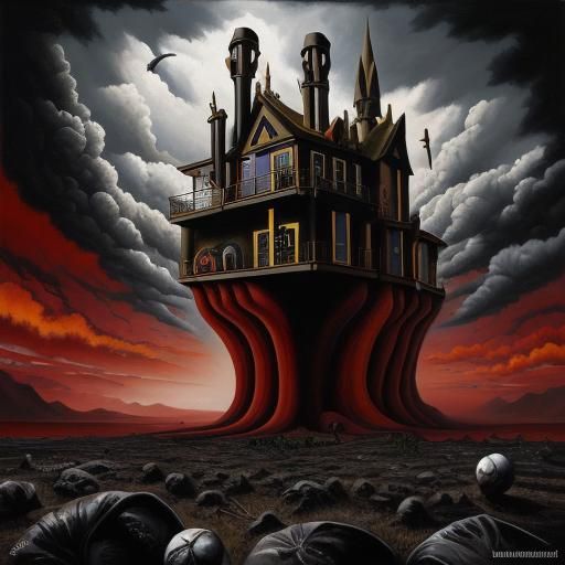 Surreal Dreamscape in Matte Oil Painting Style