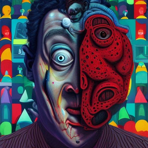 Obese Clown Zuckerberg in Pop Art Horror Style