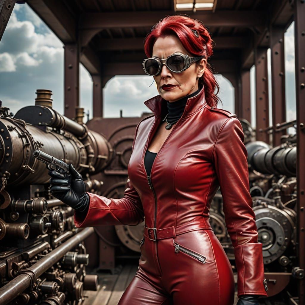 Steampunk Leatherlady Domina Gunslinger
