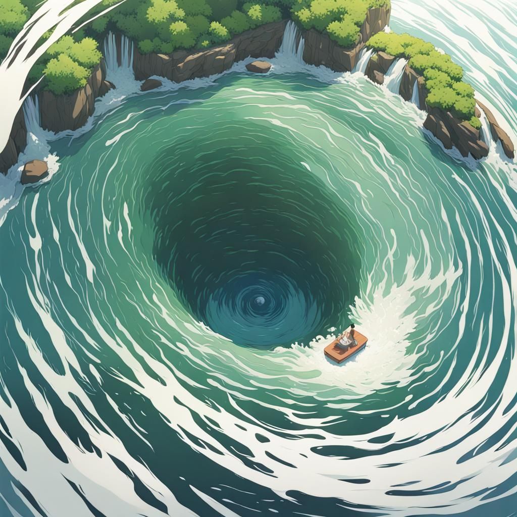 Anime Whirlpool in Studio Ghibli Style