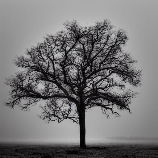 Surrealist Figure in a Muted Grey Landscape