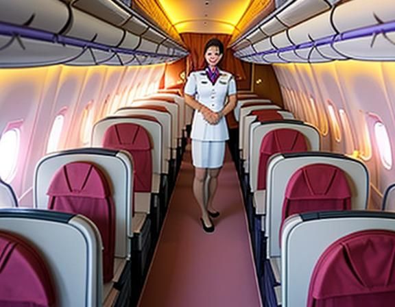 Smiling Thai Cabin Crew Member in Uniform